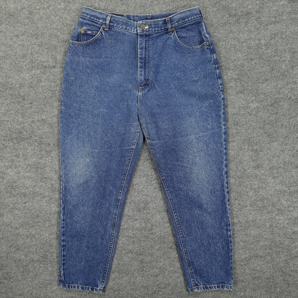 Vintage Lee‎ Jeans Womens 18 Petite 34x28 Blue High Rise Tapered Mom Denim 90s